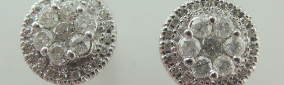 A pair of 10ct white gold diamond cluster earrings – Includes National Delivery
